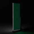 DRKD Retreat 189 in a dark room at a three-quarter angle with its LED array lit green, white housing on the MS2000-B iron column stand.